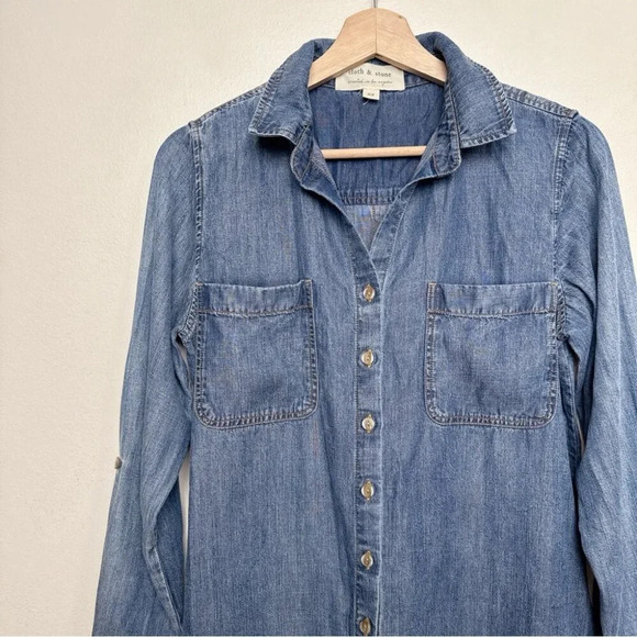 Cloth & Stone Womens Xsmall Chambray Button Shirt - Picture 9 of 16